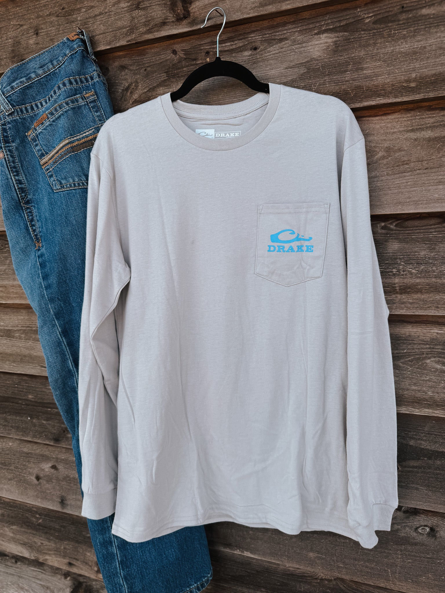 Men's Drake Retro Wood Duck Long Sleeve T-Shirt in Wind Chime