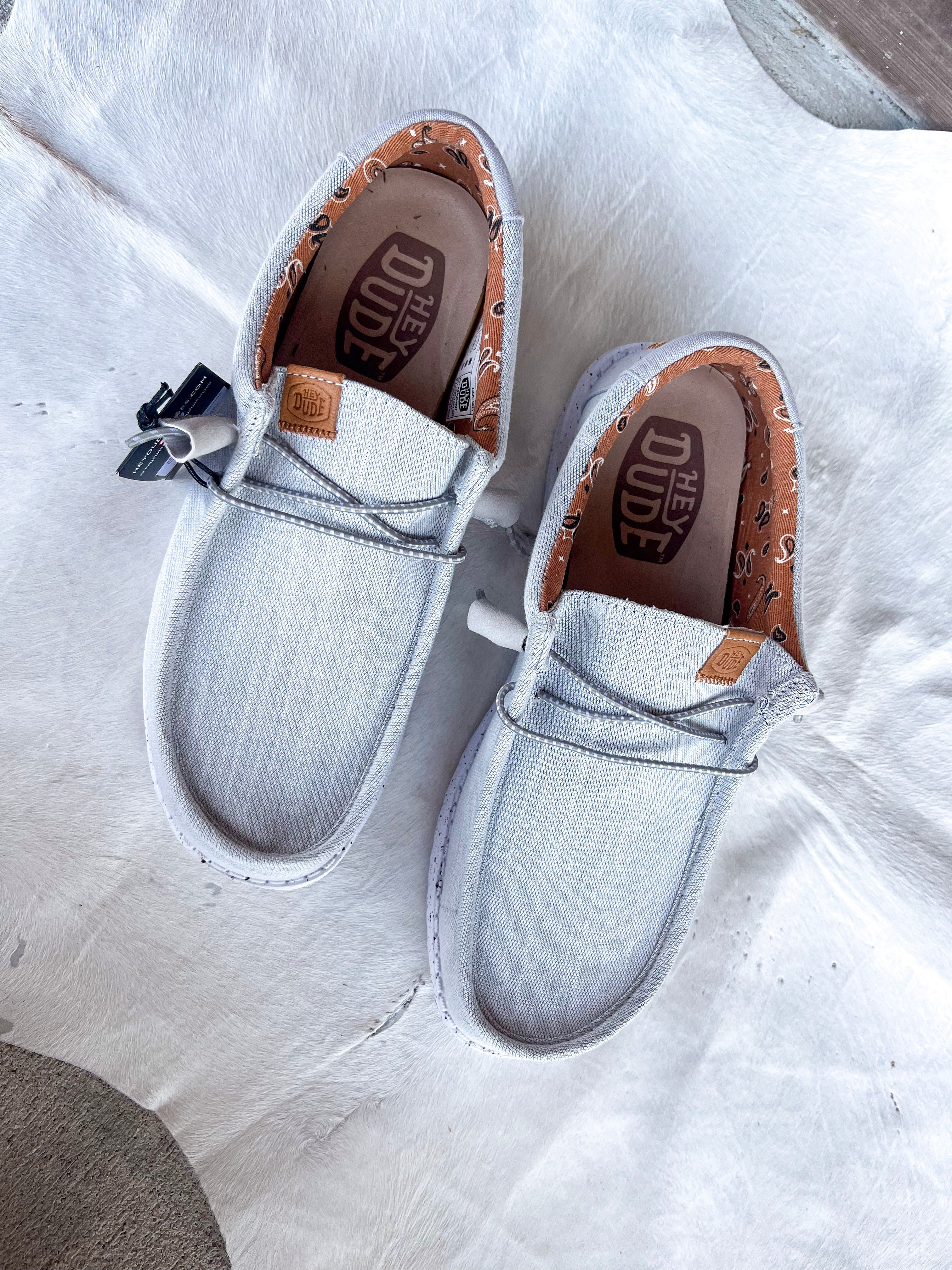 Men's Hey Dude Wally Washed Canvas Light Grey