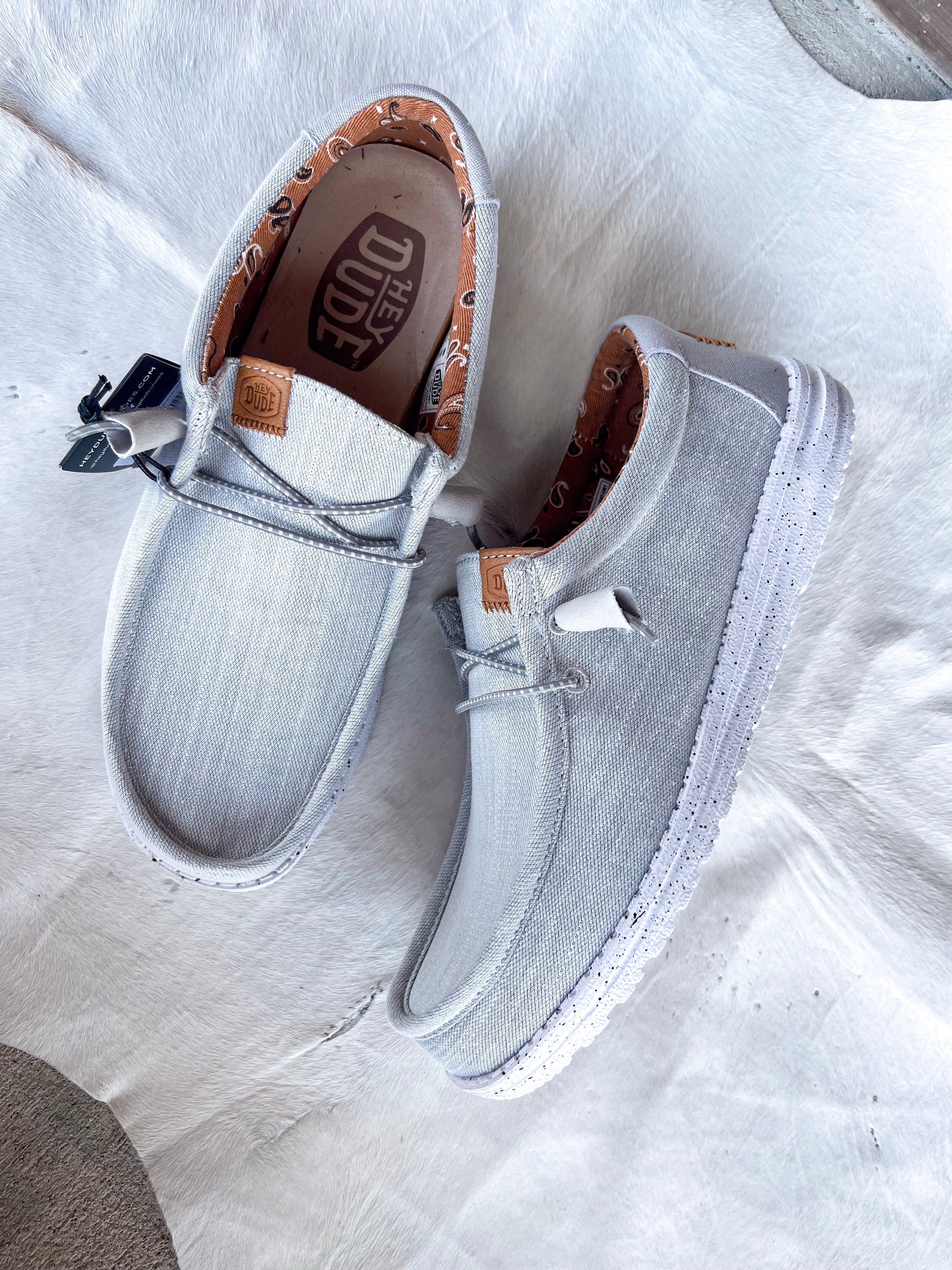 Men's Hey Dude Wally Washed Canvas Light Grey