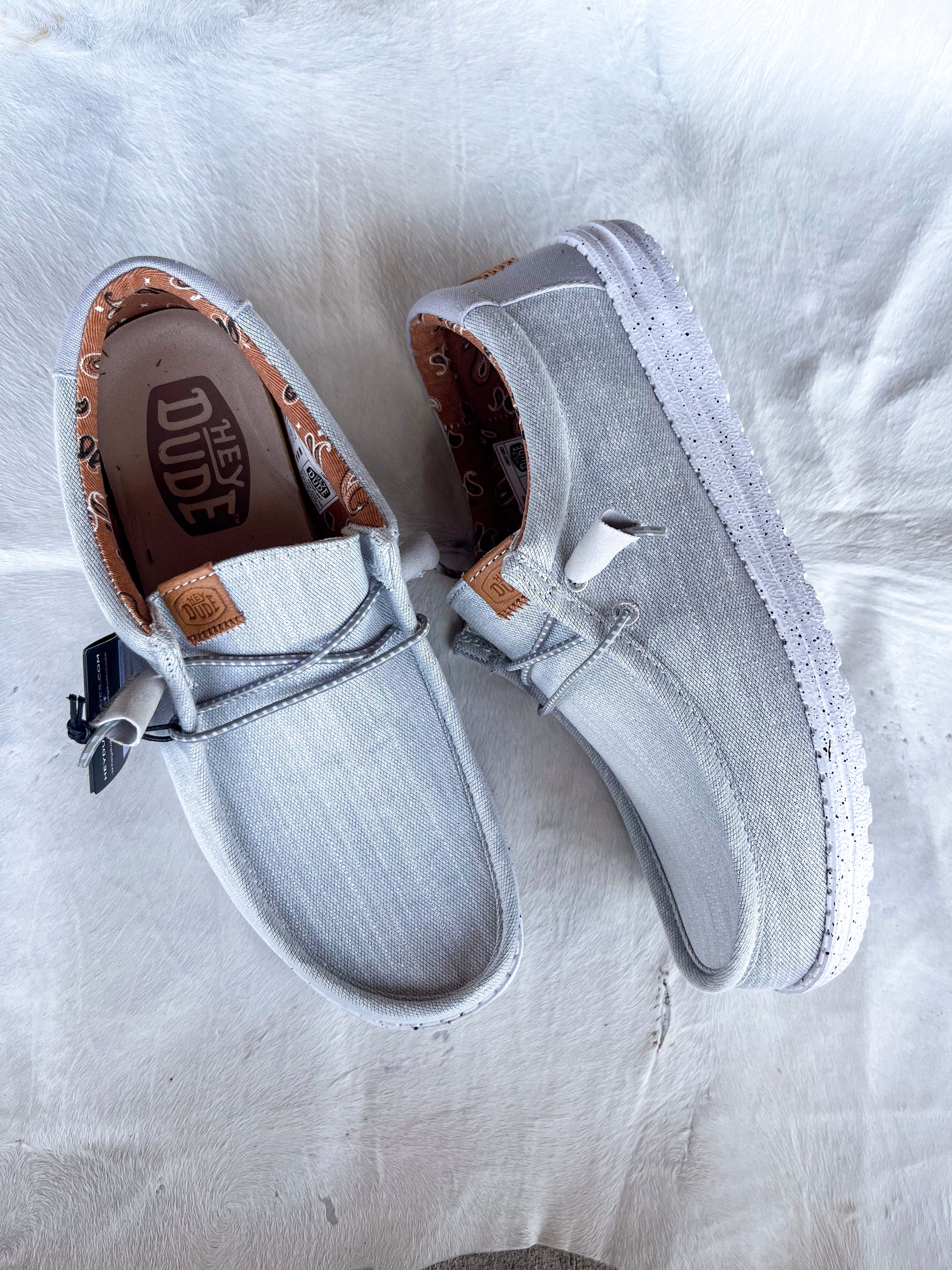 Men's Hey Dude Wally Washed Canvas Light Grey