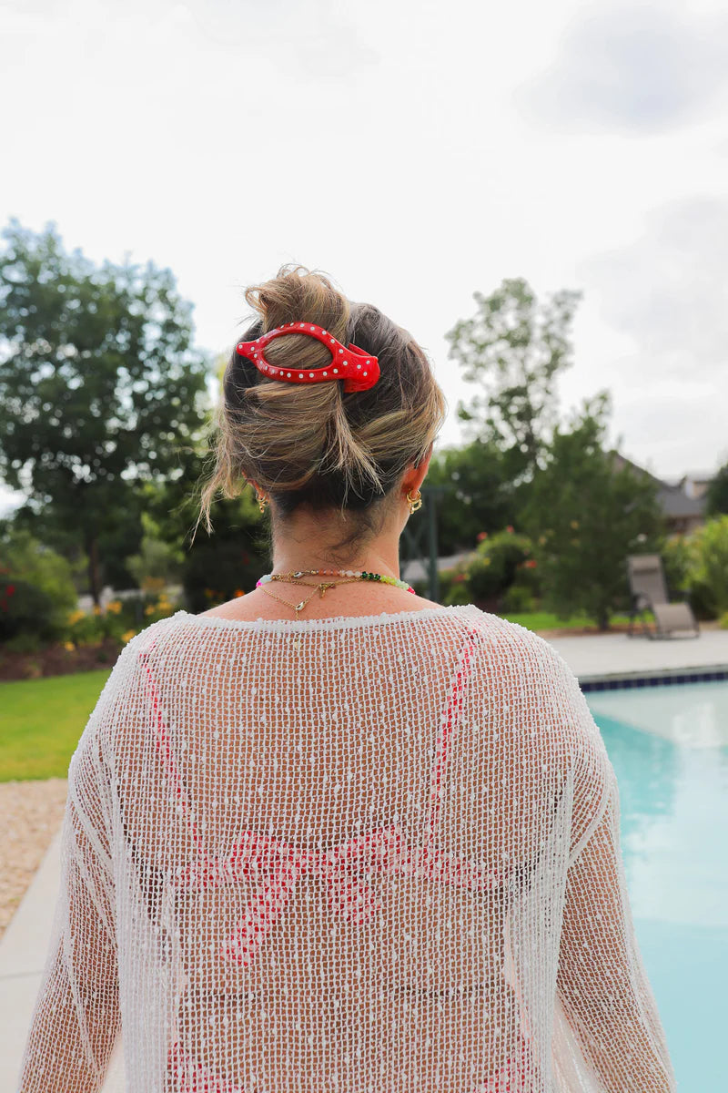 KAXI POLKA DOT LAY DOWN 2.0 CLAW CLIP | RED