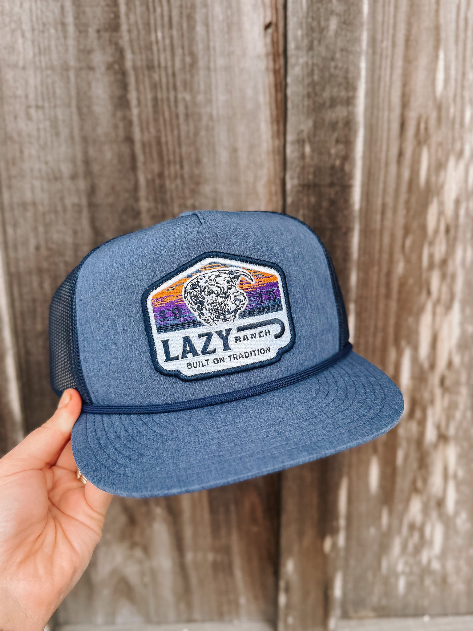 Lazy J Ranch Navy Bull Wagon Classic Rope Trucker Hat