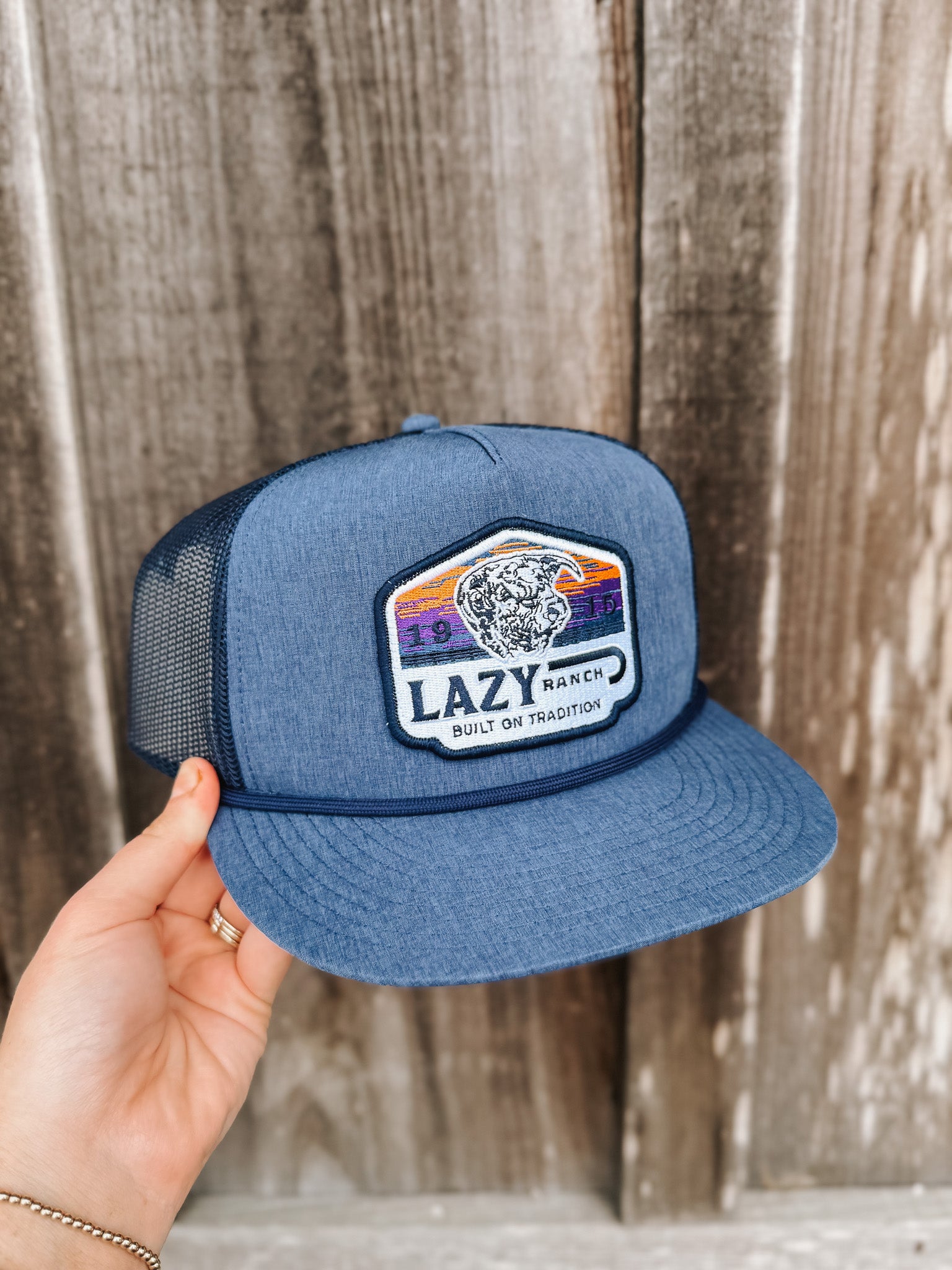 Lazy J Ranch Navy Bull Wagon Classic Rope Trucker Hat