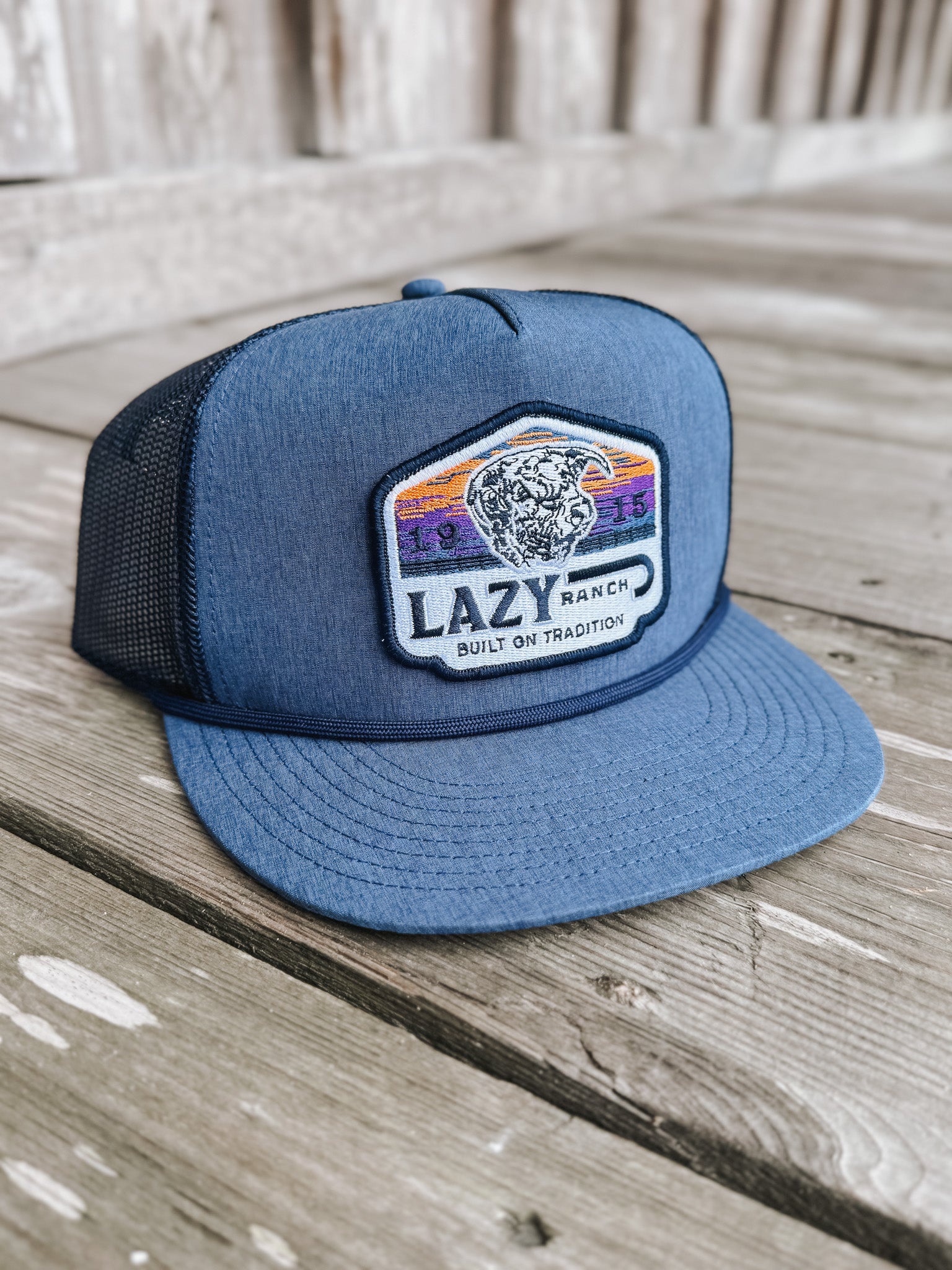 Lazy J Ranch Navy Bull Wagon Classic Rope Trucker Hat