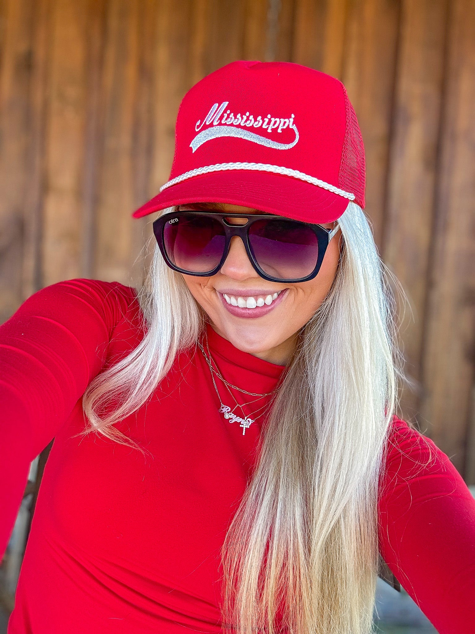 Mississippi Trucker Hat in Red/White