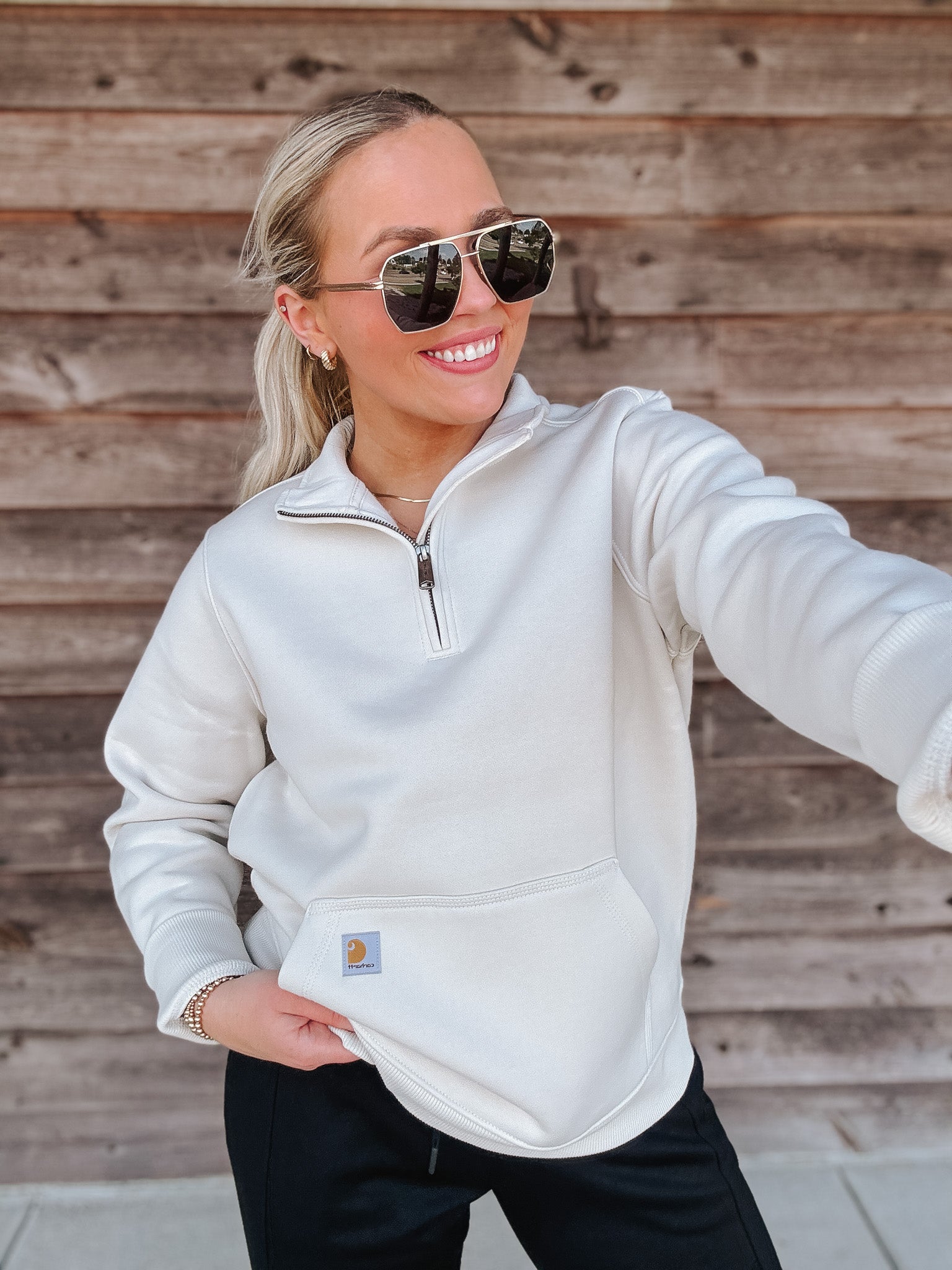 Women's Carhartt Relaxed Fit Midweight Quarter-Zip in Malt