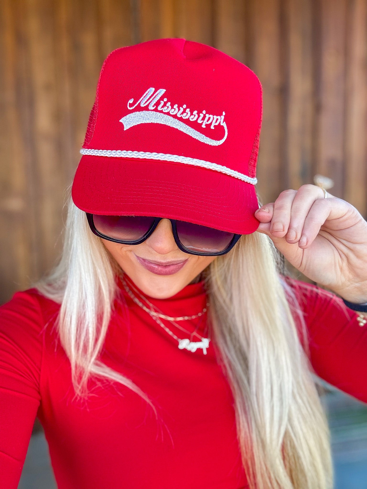 Mississippi Trucker Hat in Red/White