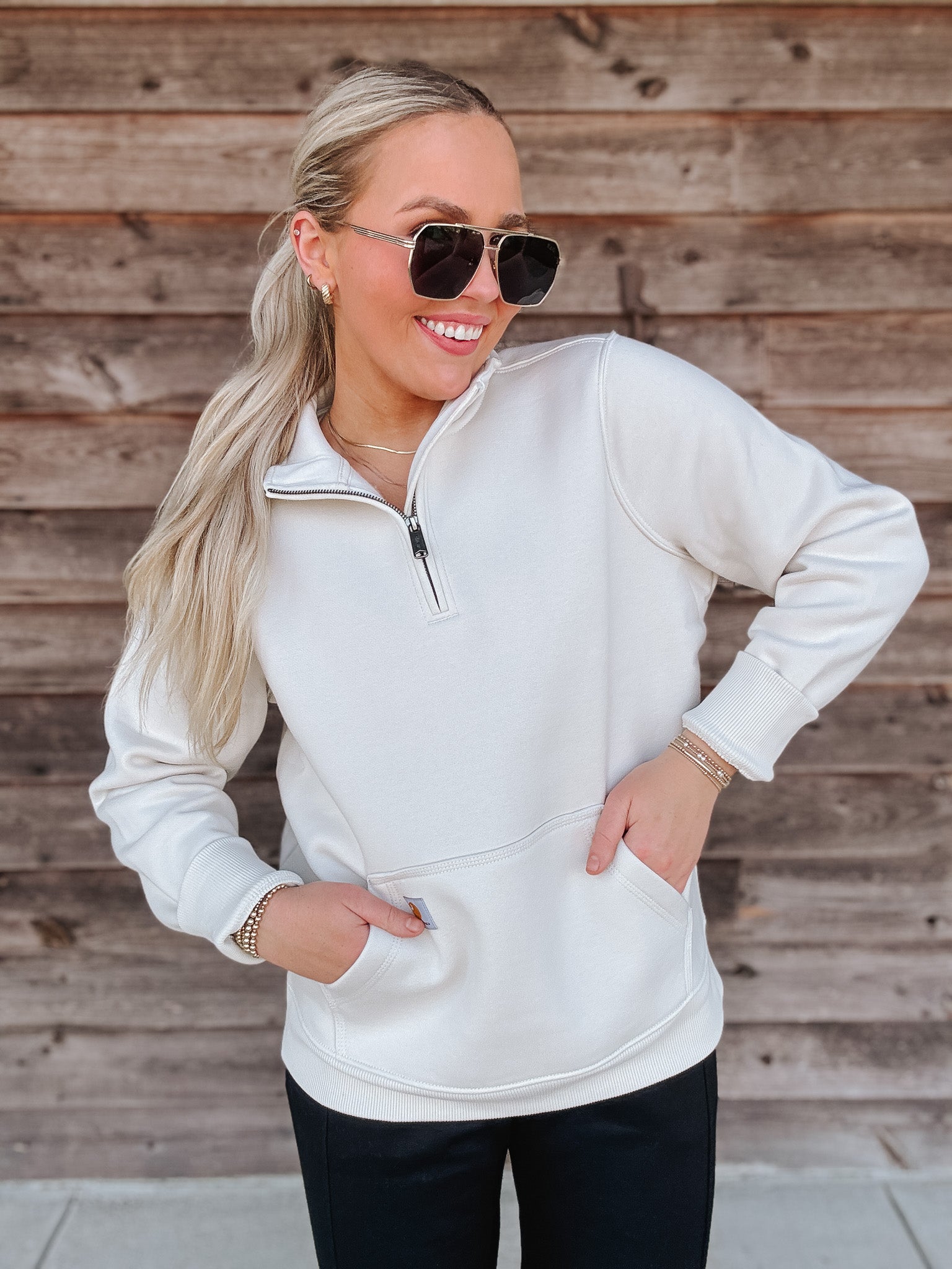 Women's Carhartt Relaxed Fit Midweight Quarter-Zip in Malt