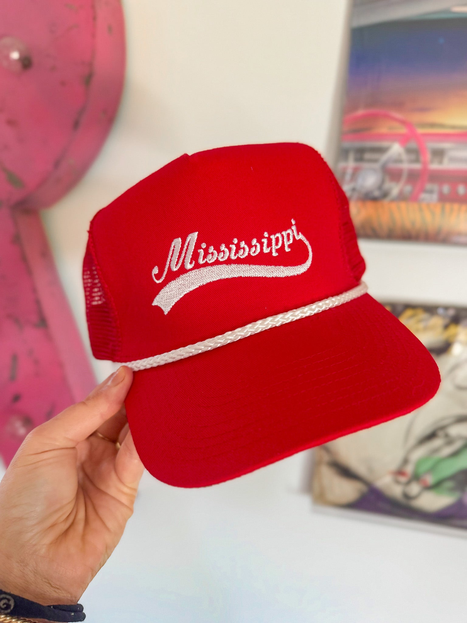 Mississippi Trucker Hat in Red/White
