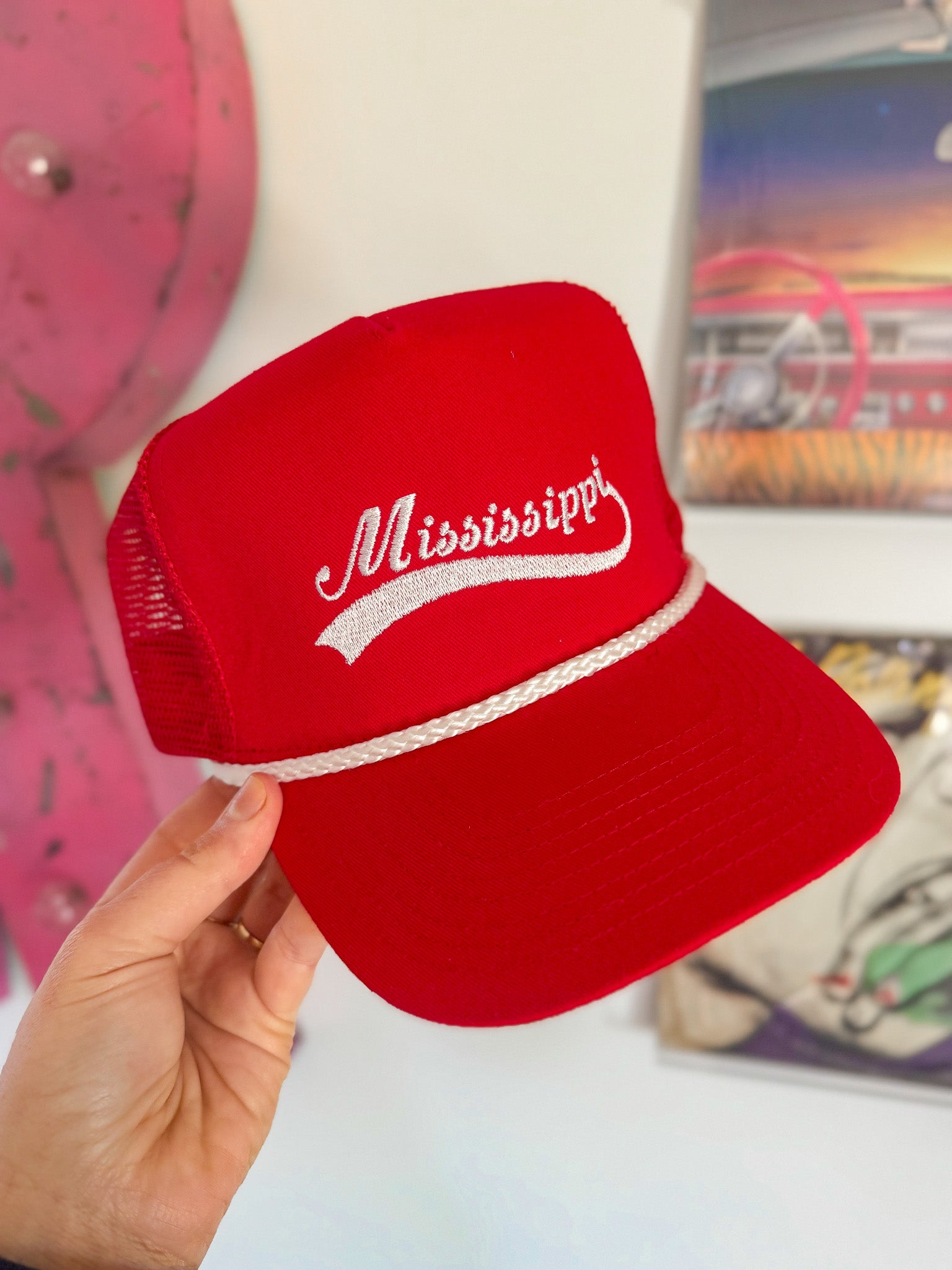 Mississippi Trucker Hat in Red/White