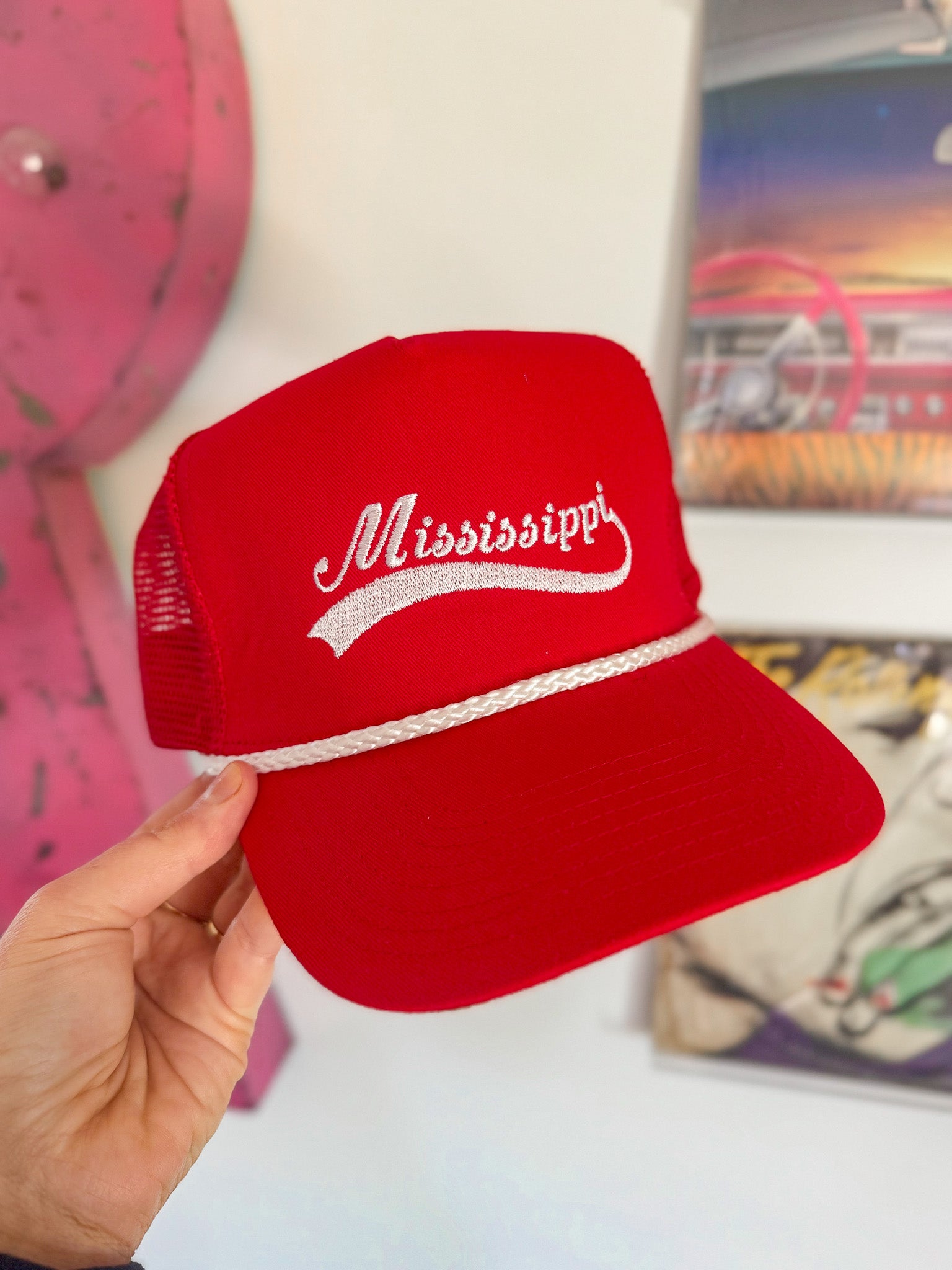Mississippi Trucker Hat in Red/White