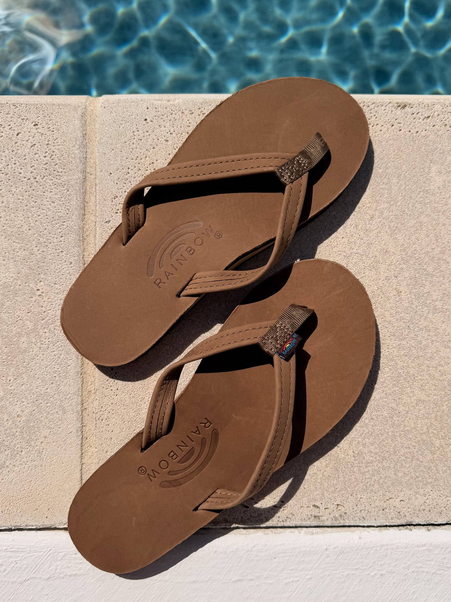 Rainbow Sandals | Women's Single Layer Narrow Strap Premier Leather Sandal in Redwood