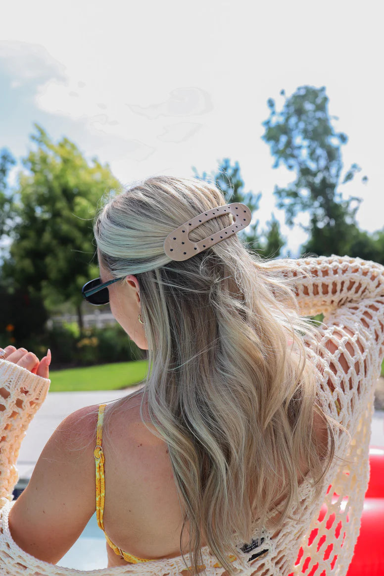 KAXI POLKA DOT OVERSIZED LAY DOWN CLAW CLIP | BONE