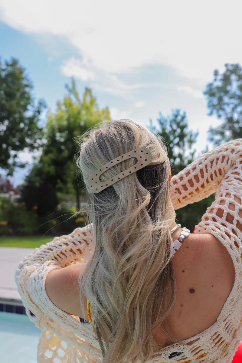 KAXI POLKA DOT OVERSIZED LAY DOWN CLAW CLIP | BONE