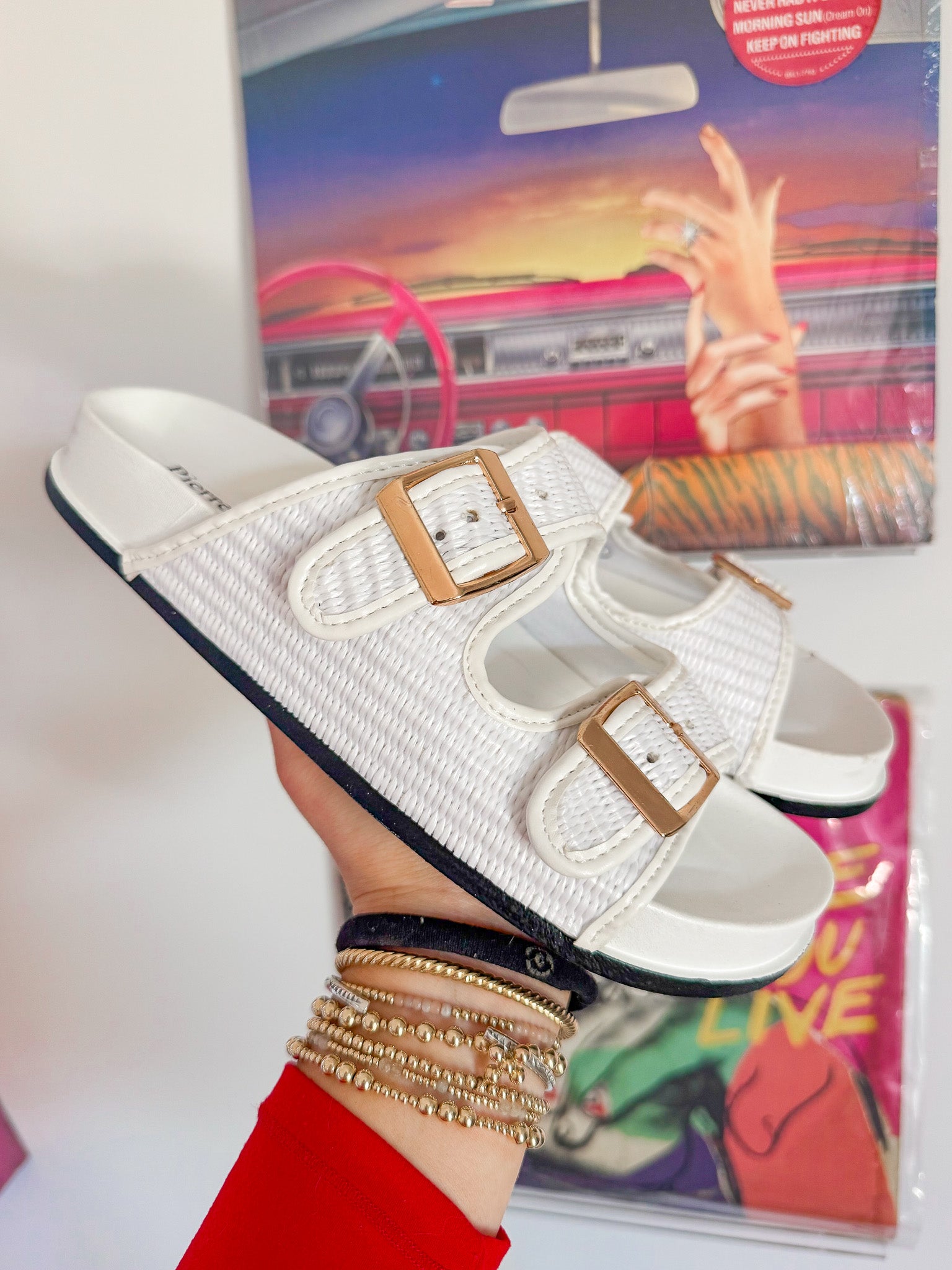 Unbothered & Unmatched White Sandal