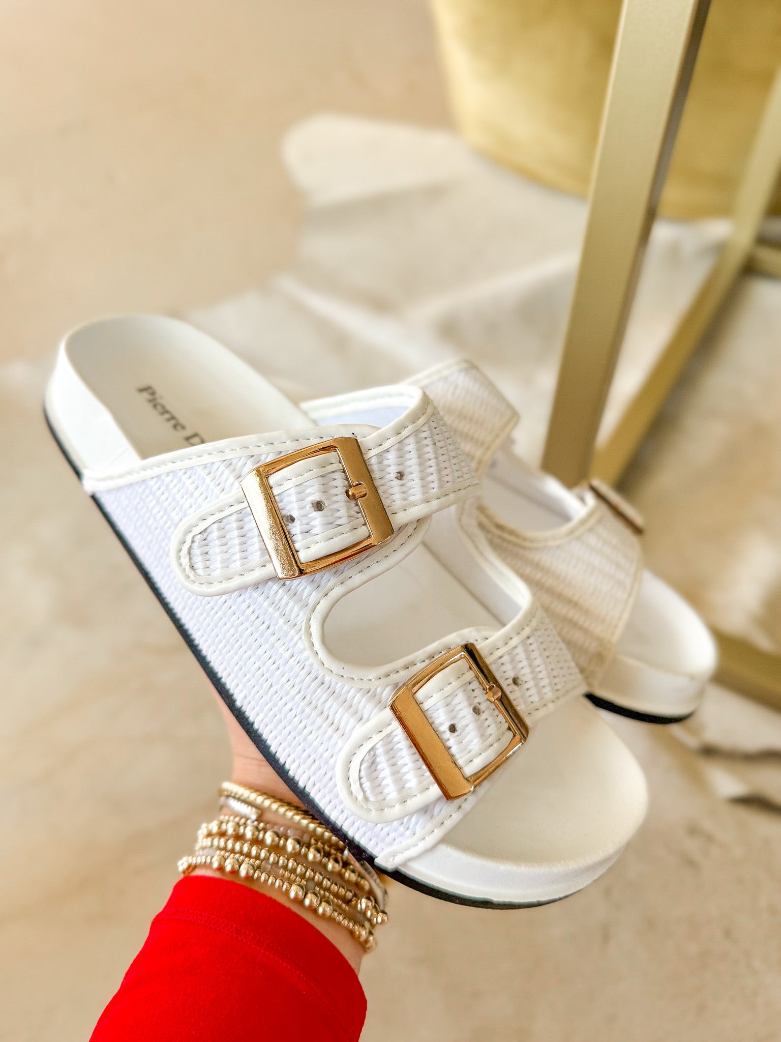 Unbothered & Unmatched White Sandal