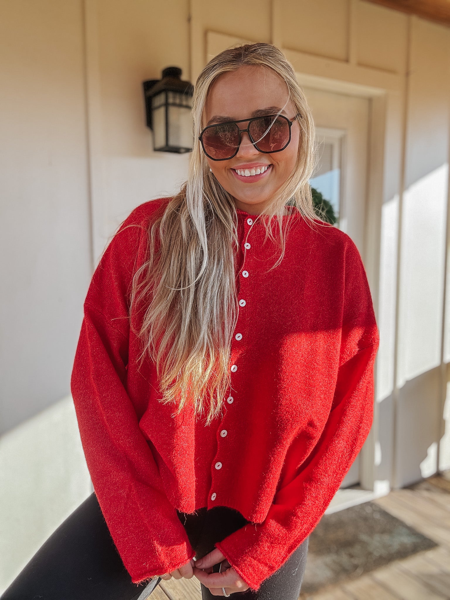 Piper Cardigan Sweater in Red