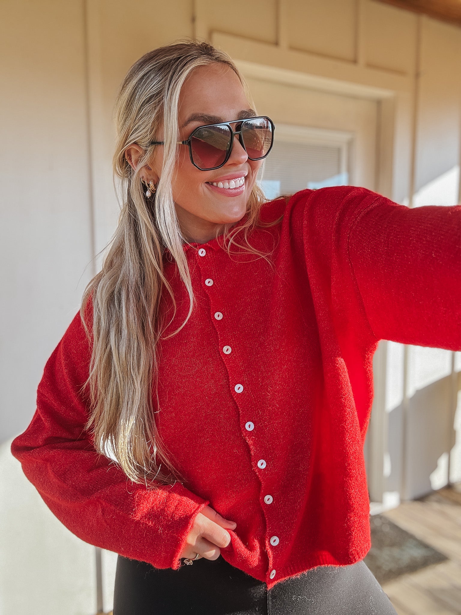 Piper Cardigan Sweater in Red