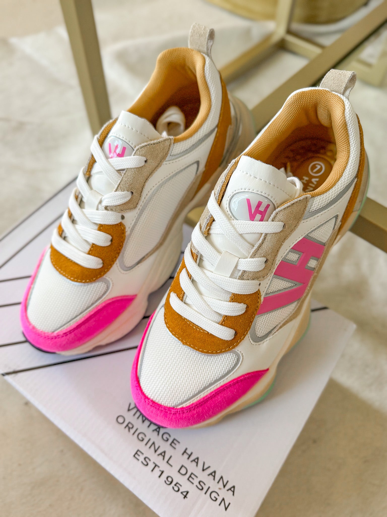 Vintage Havana Dash 5 in Mustard/Neon Pink Sneakers