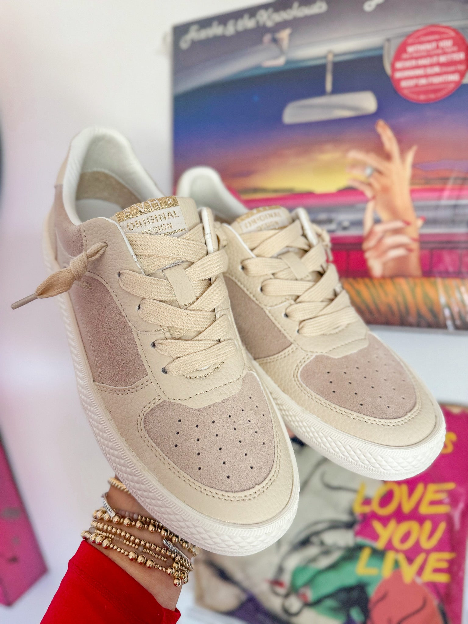 Vintage Havana Fast 10 White Laced Pink Suede Sneakers