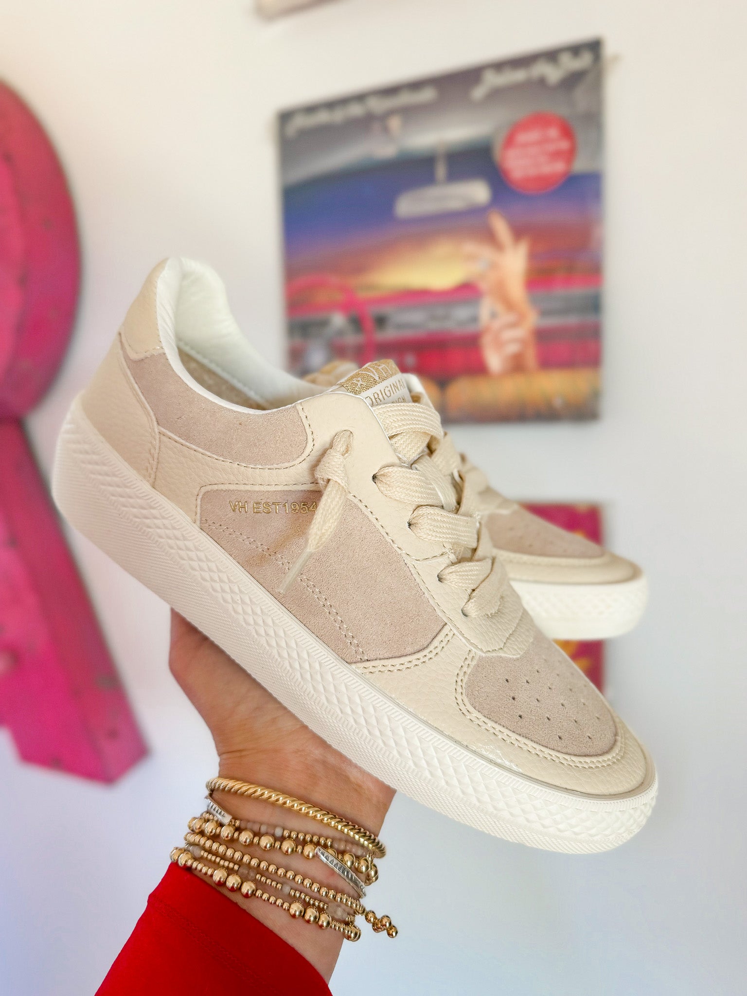 Vintage Havana Fast 10 White Laced Pink Suede Sneakers