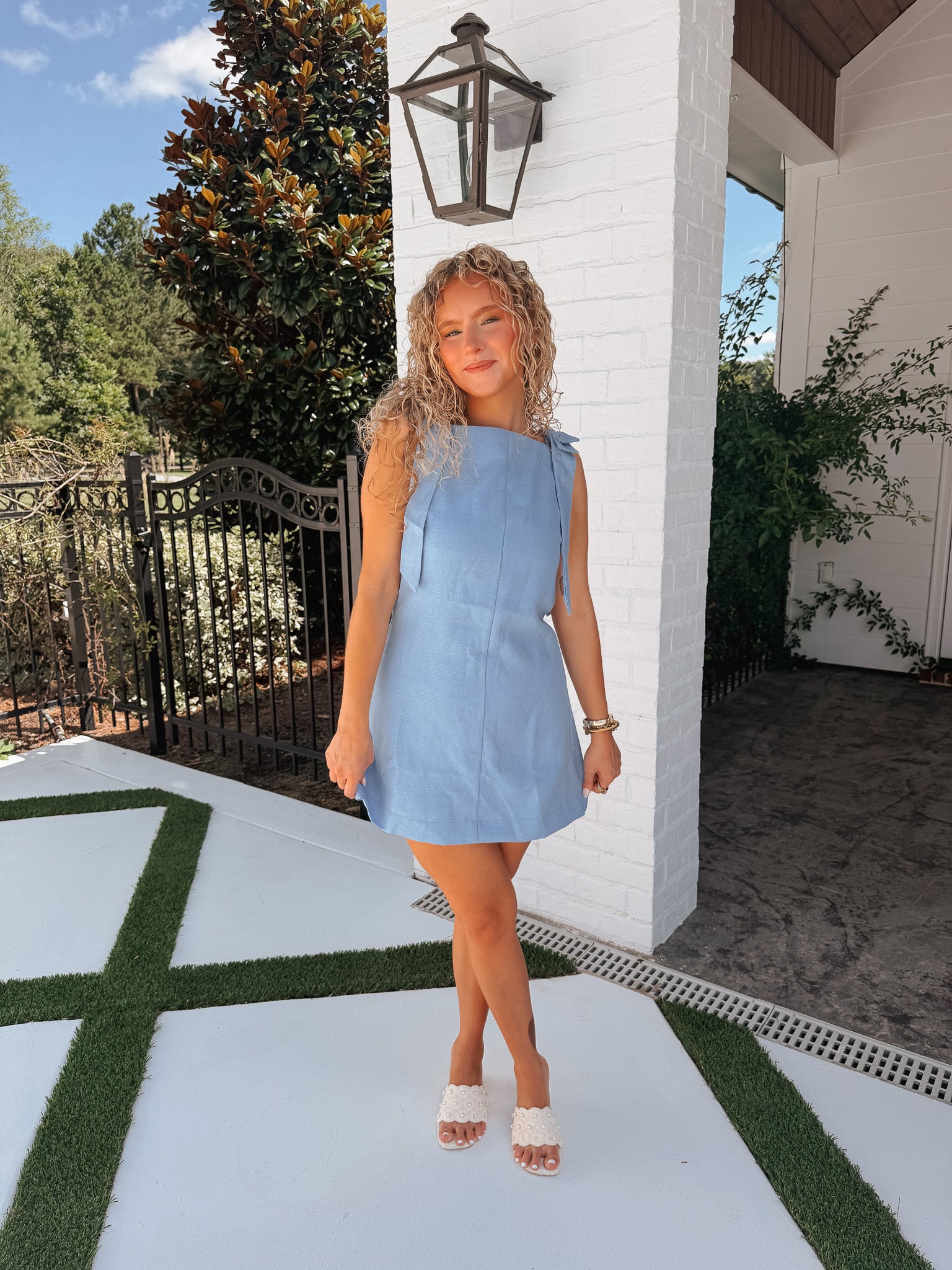 Tie It Pretty Mini Dress in Light Blue