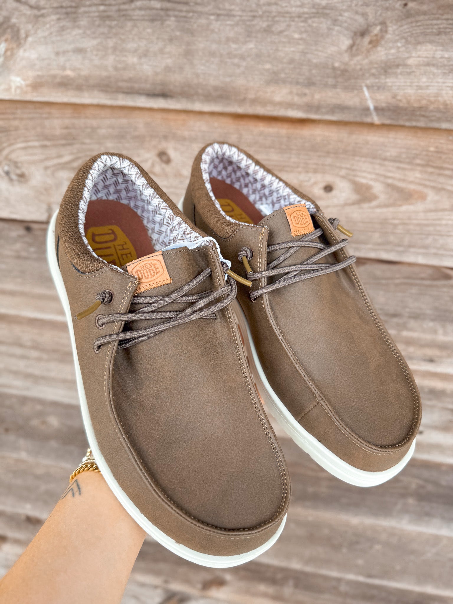 tobacco brown hey dudes HEYDUDE Men's Wally Fish Lure | Textile topElastic laces Easy Men's Hey Dude Paul Classic