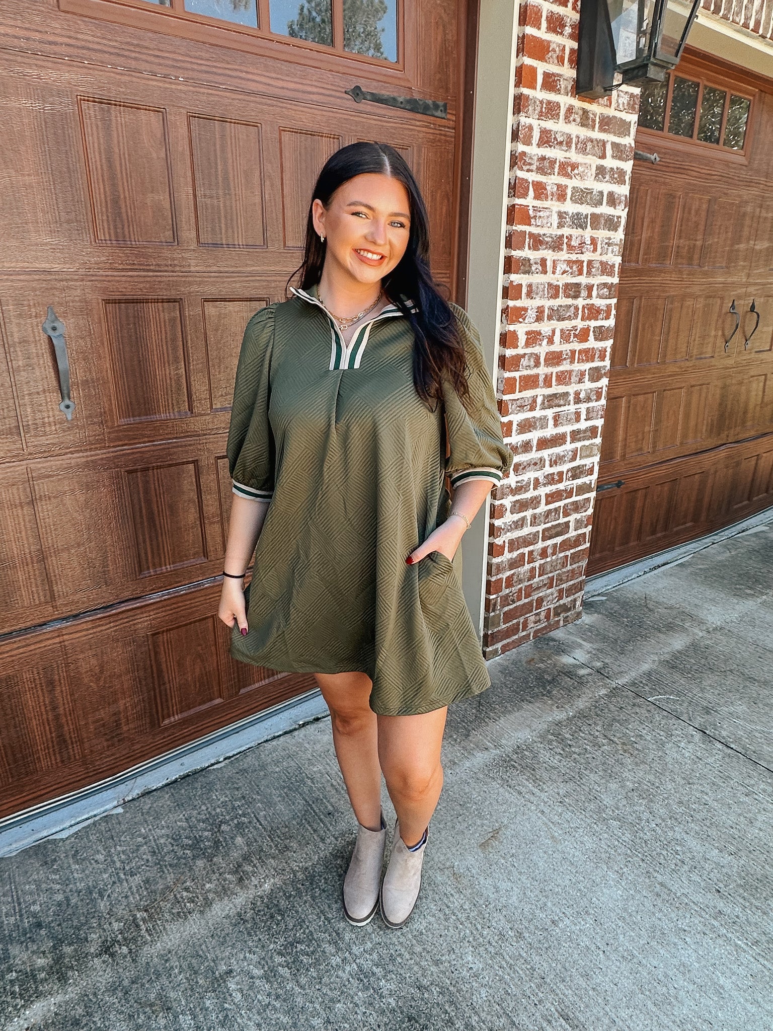 Take It Easy Olive Dress
