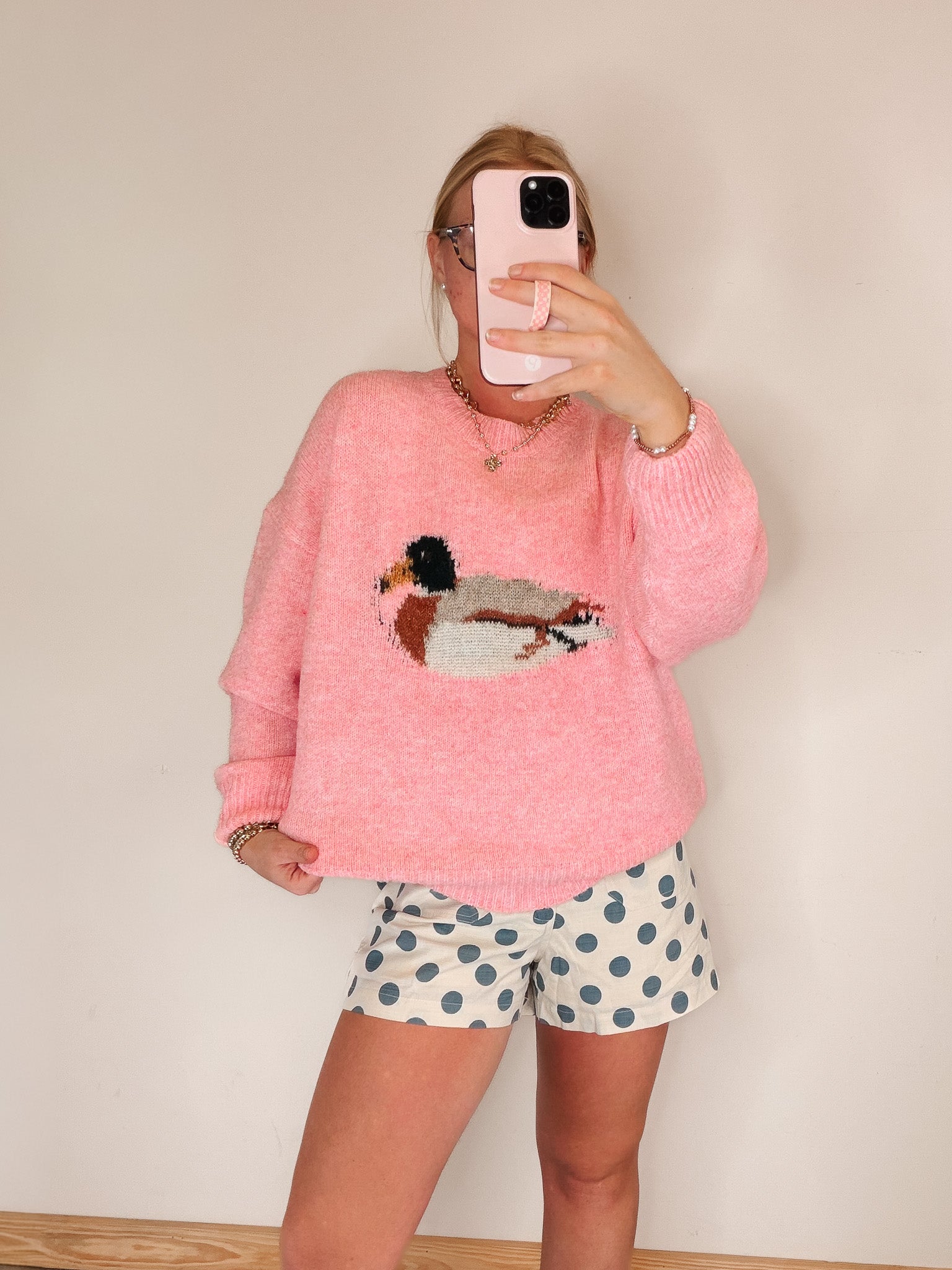 Blushing Duck Sweater in Pink