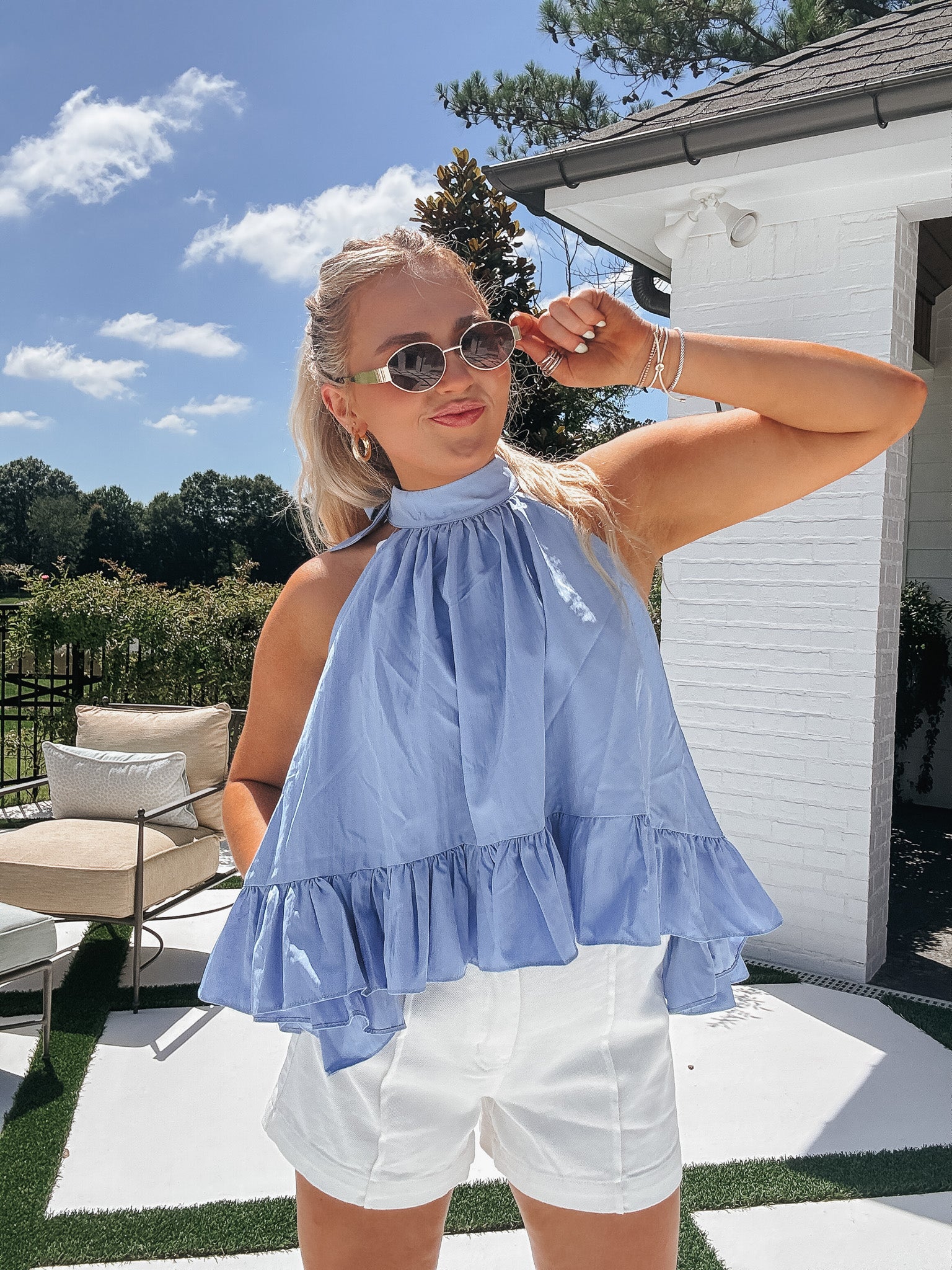 Flirty Feels Top in Blue