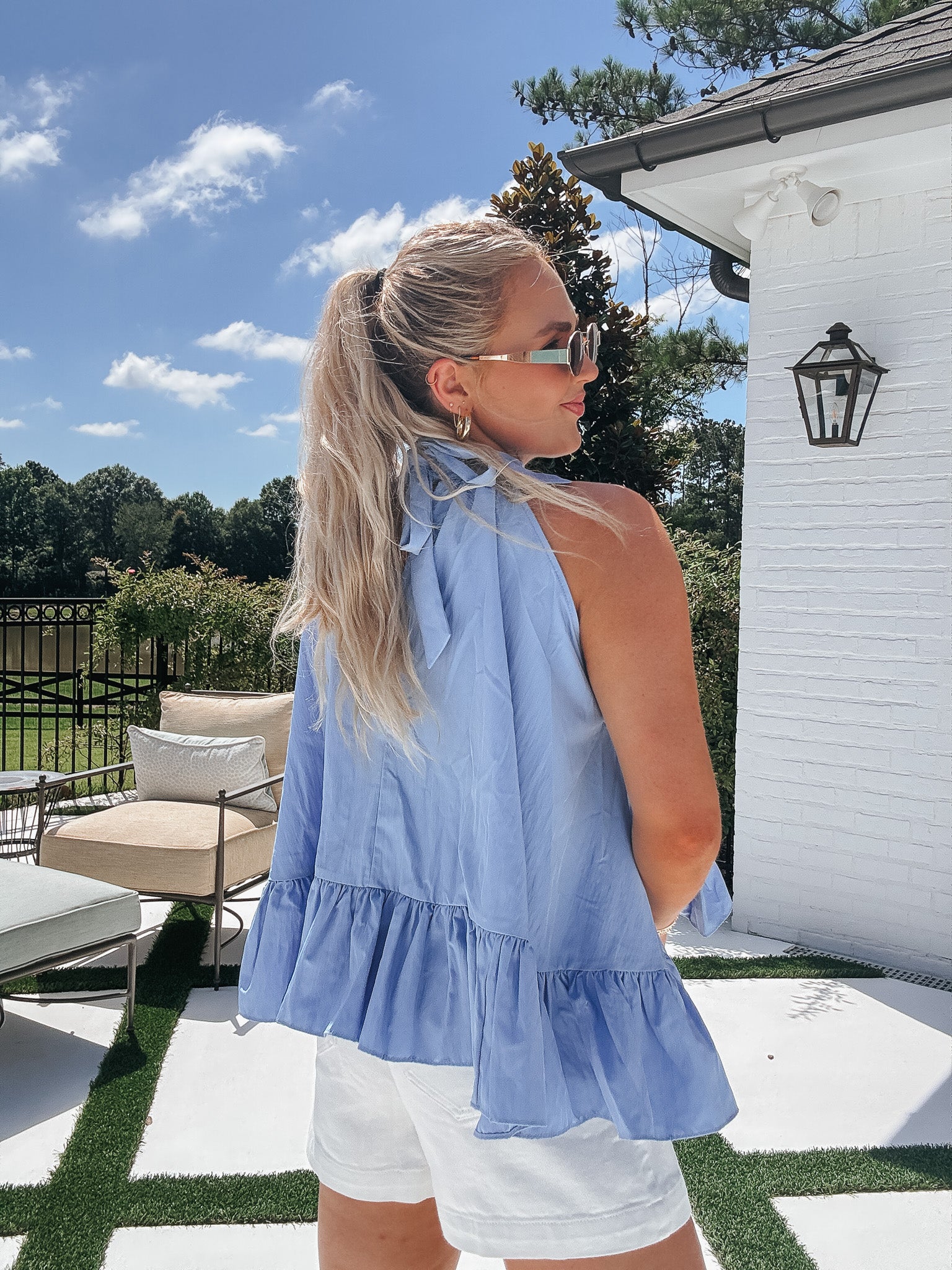 Flirty Feels Top in Blue