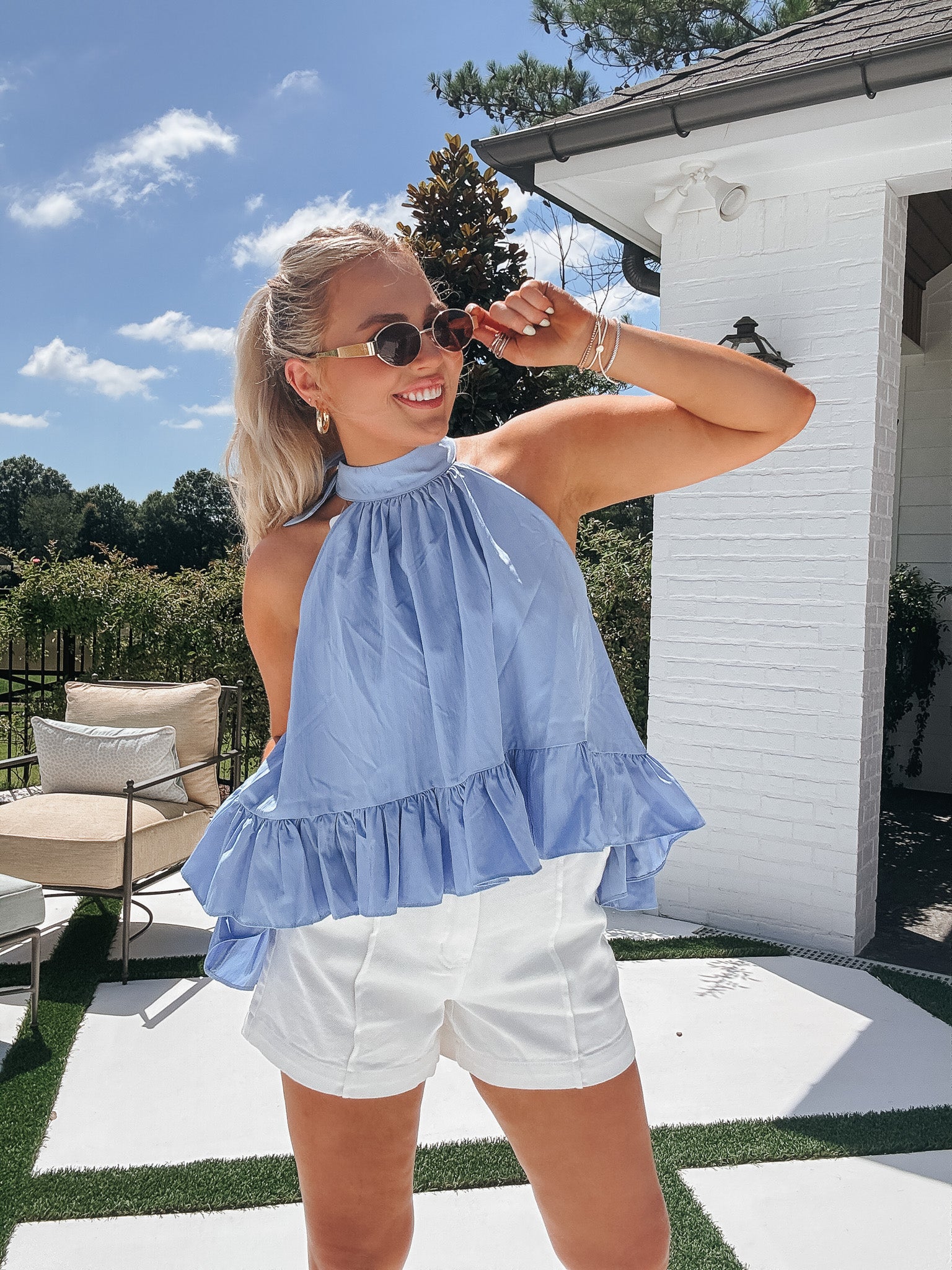 Flirty Feels Top in Blue