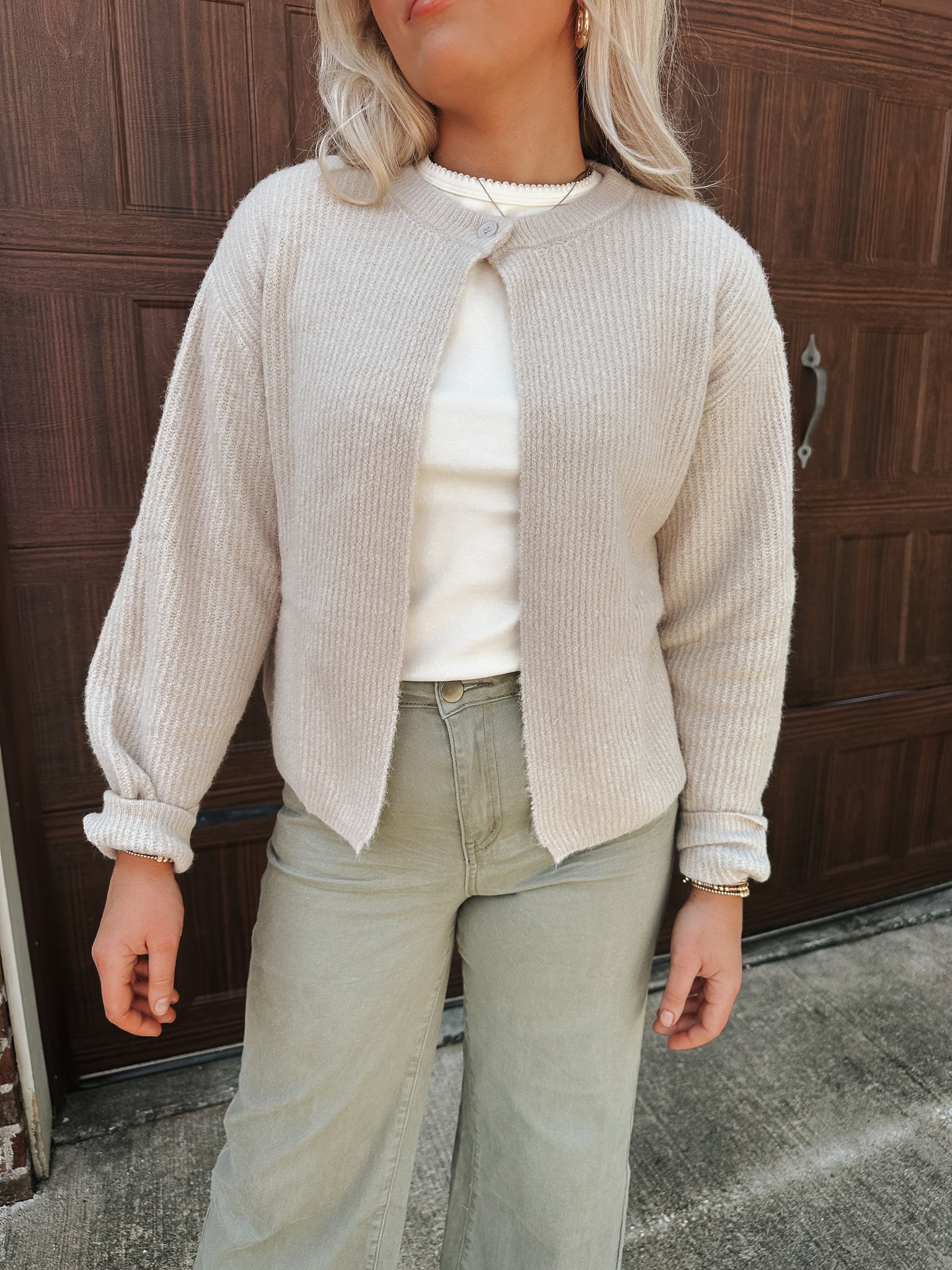 Cafe Cozy Taupe Cardigan