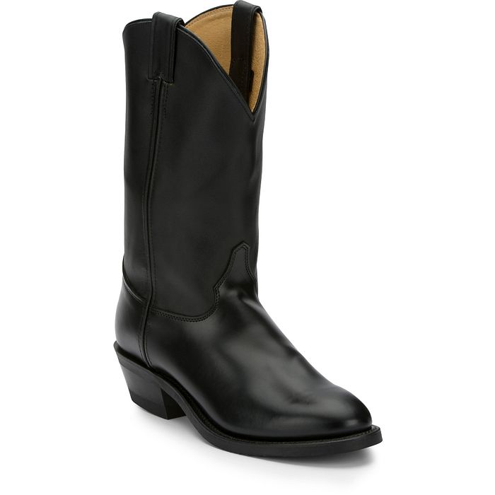 Botas vaqueras negras Justin Tobias de 12" para hombre 