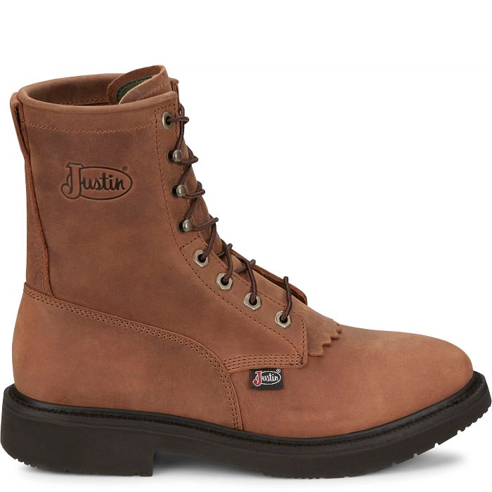 MEN'S JUSTIN LIVESTOCK 8" LACE-UP ROUND TOE WORK BOOTS
