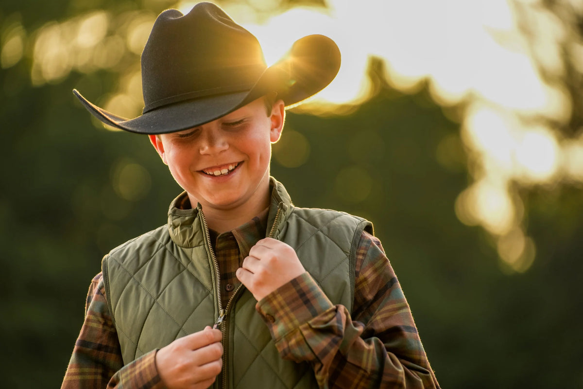 Local Boy | Youth Diamond Quilted Vest in Cedar