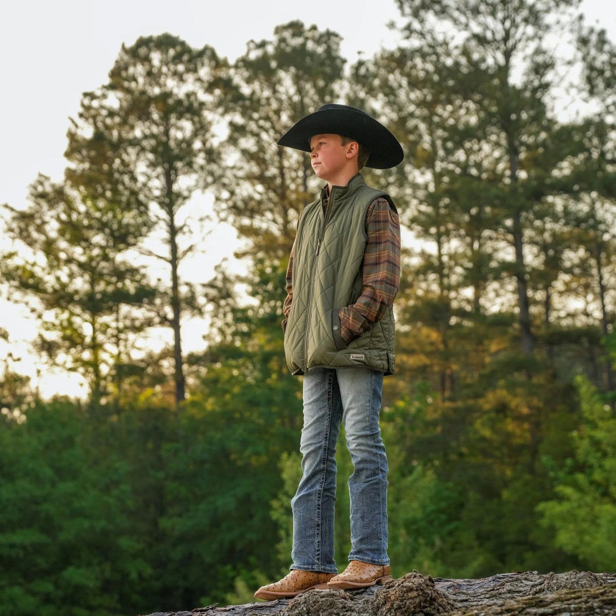 Local Boy | Youth Diamond Quilted Vest in Cedar