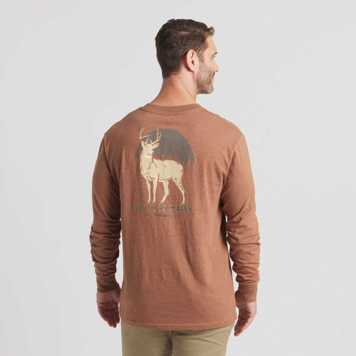 Southern Marsh Eight Point Long Sleeve T-Shirt in Washed Walnut