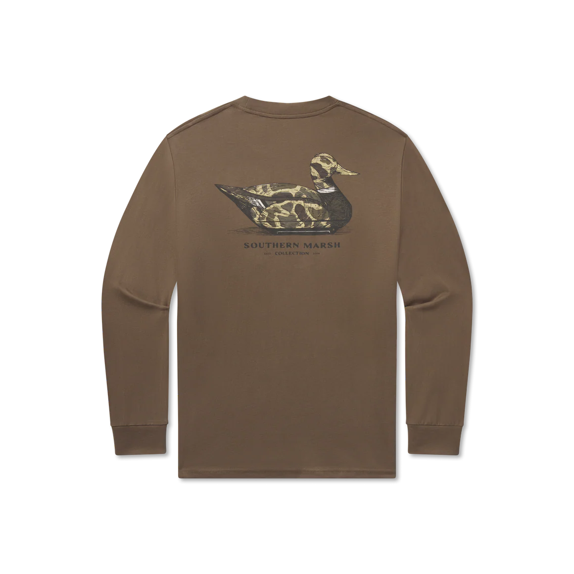 Southern Marsh Vintage Camo Duck Decoy T-Shirt in Carajillo Brown
