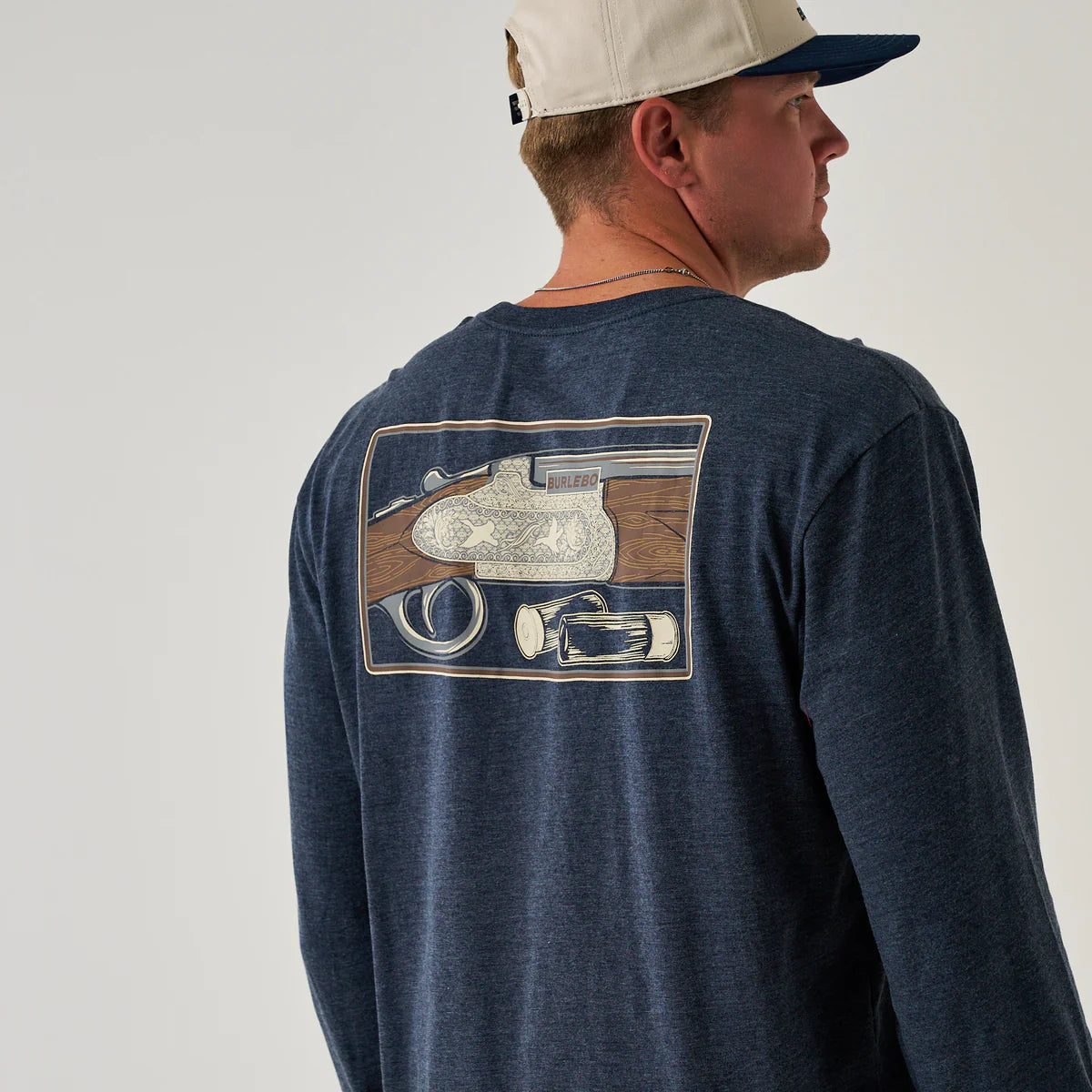 Burlebo Shotgun Long Sleeve T-Shirt - Heather Navy