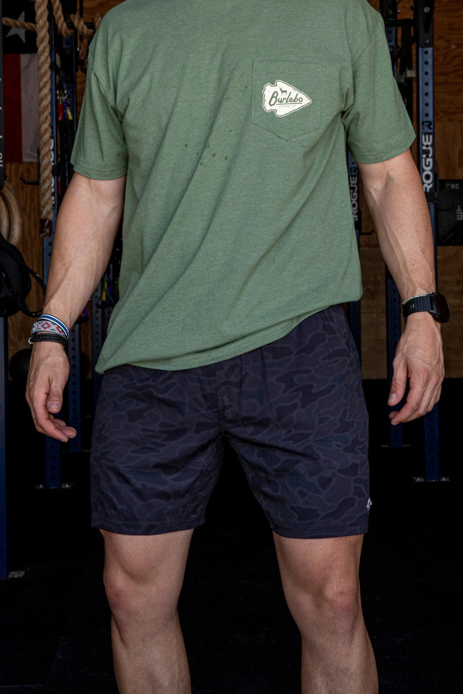 Men's Burlebo 5.5" Athletic Short - Black Camo - Black Liner
