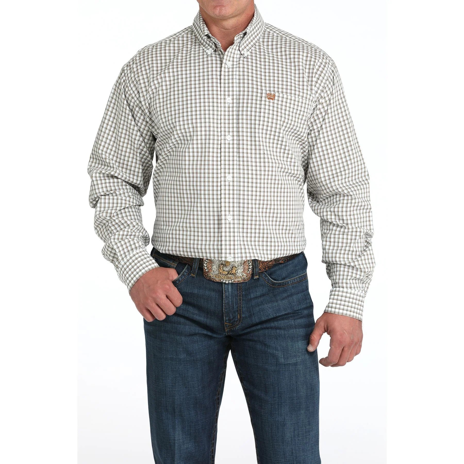 Men's Cinch Plaid Button Up Long Sleeve Shirt