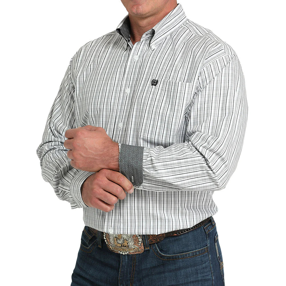 Men's Cinch White & Grey Plaid Shirt