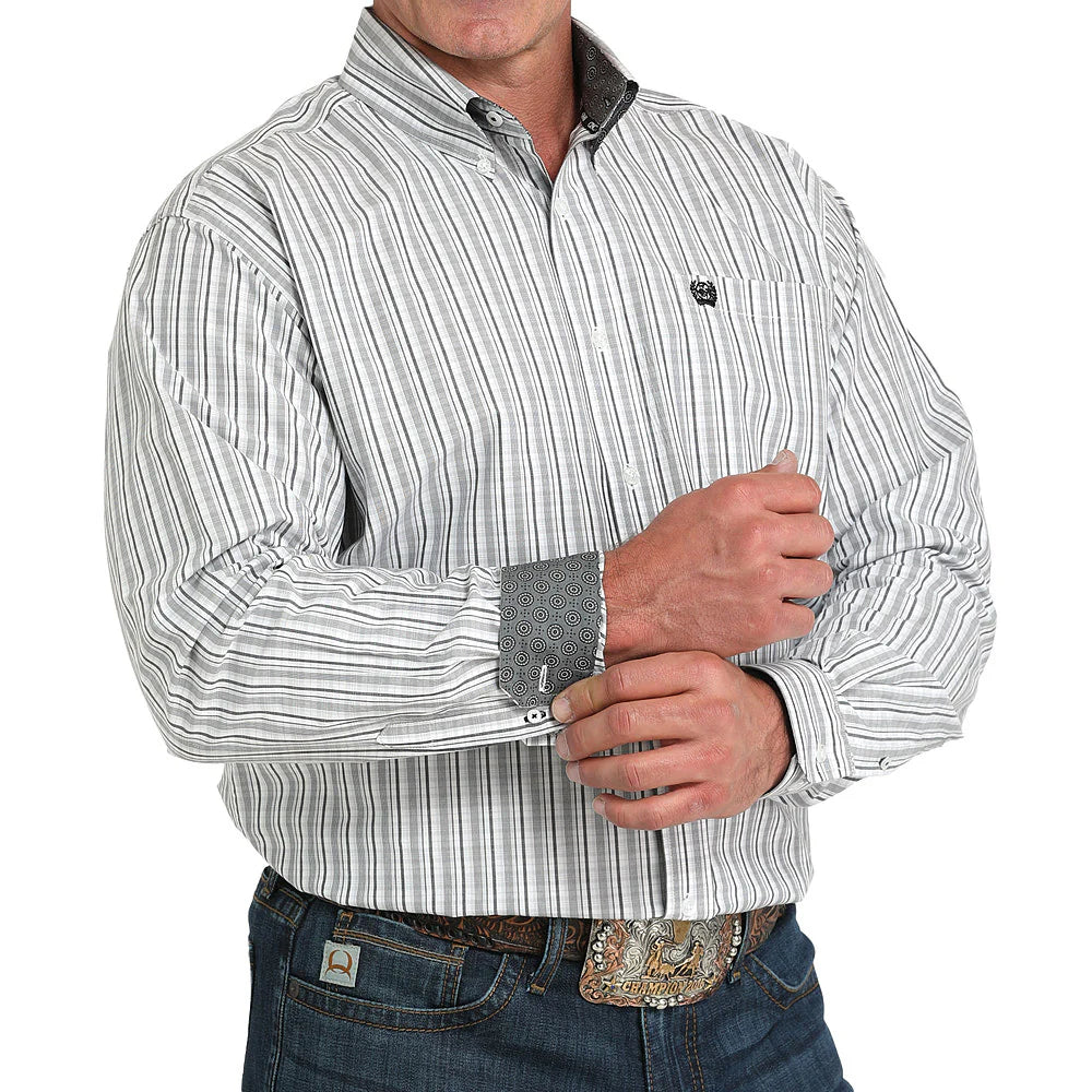 Men's Cinch White & Grey Plaid Shirt
