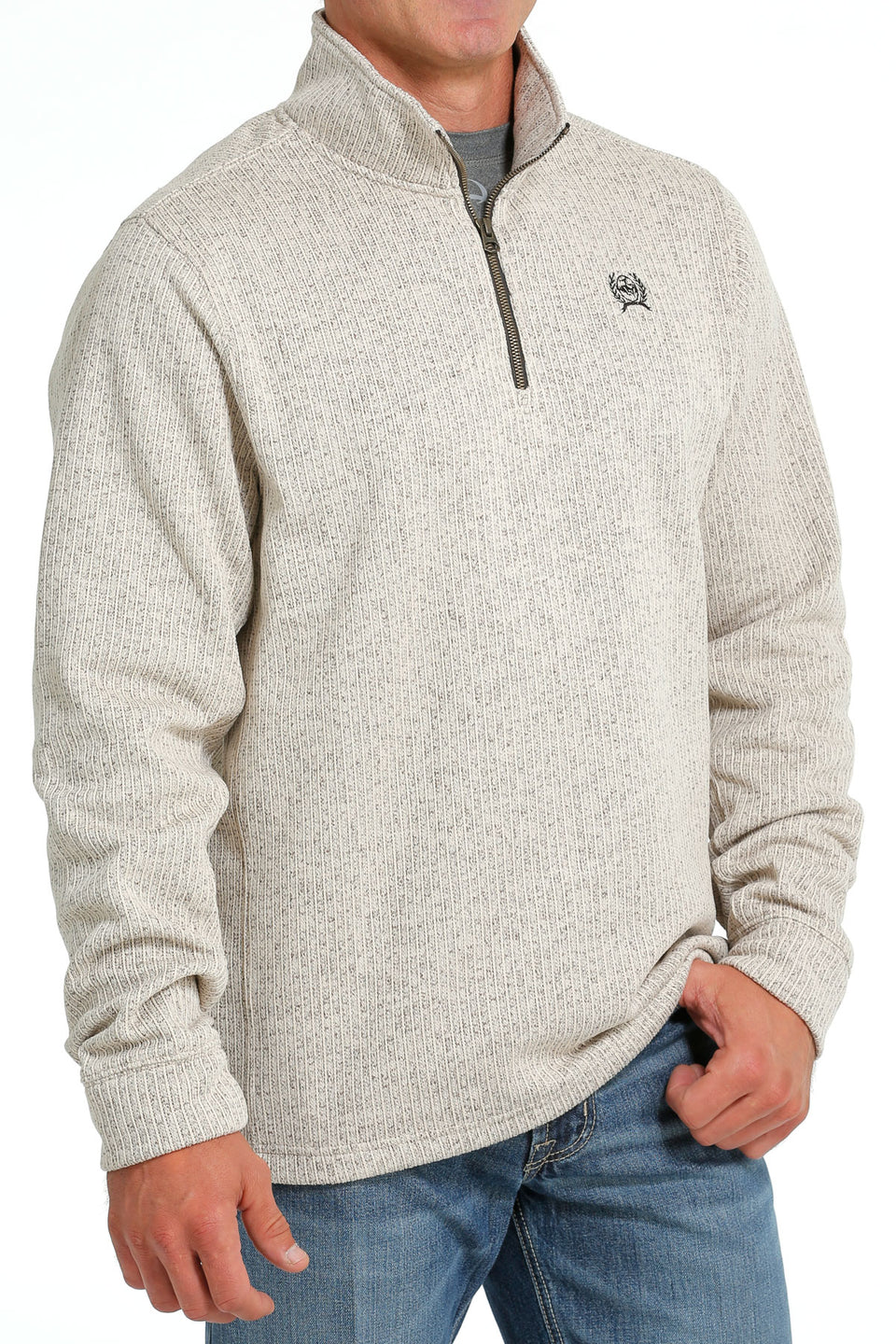 Suéter con cremallera 1/4 Cinch para hombre - Piedra