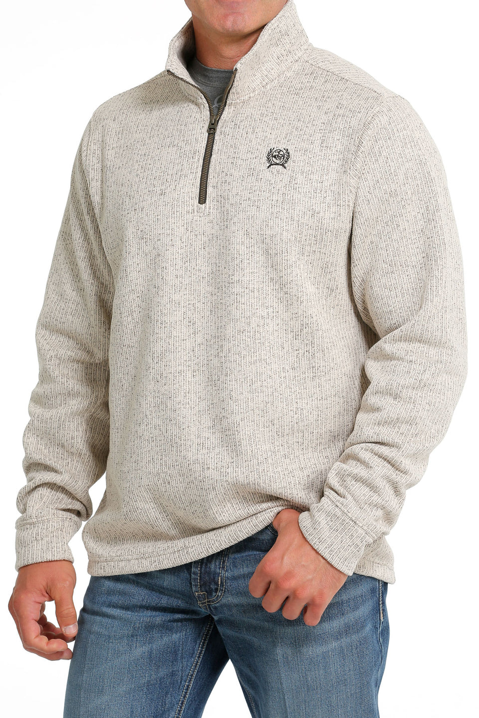 Suéter con cremallera 1/4 Cinch para hombre - Piedra