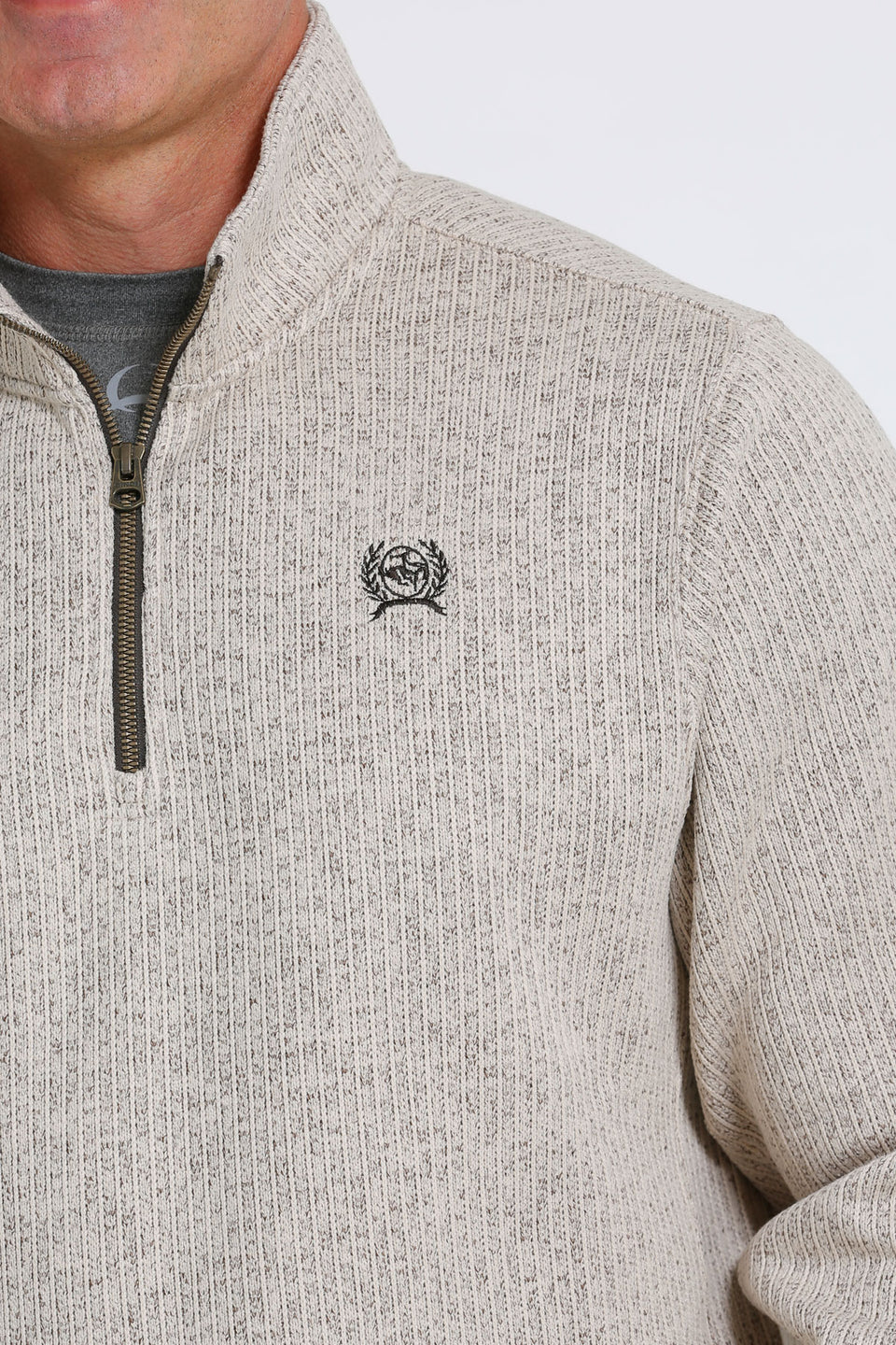 Suéter con cremallera 1/4 Cinch para hombre - Piedra