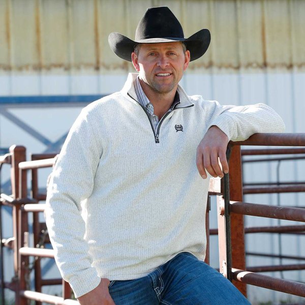 Men's Cinch Ribbed 1/4 Zip Grey Pullover