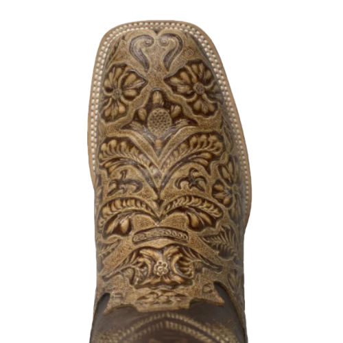 Men's Cowtown Oryx Hand Floral Tooled Brown Square Toe Boots