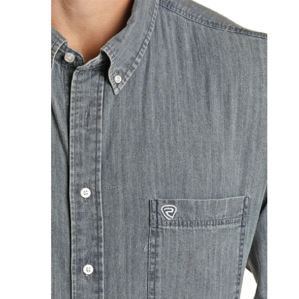 Men's Rock & Roll Deim Solid Twill Button Shirt